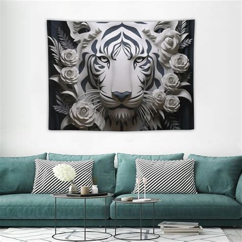 ONETECH White Paper Tiger Soft Wall Tapestry For Bedroom High