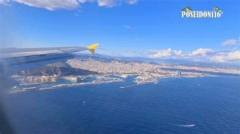 Spettacolare Atterraggio A Barcelona El Prat Airbus A319 112 Vueling EC