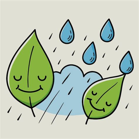 Premium Vector A Drawing Of A Water Droplet With A Green Leaf And A