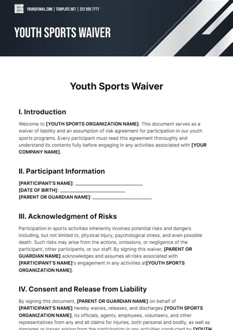 youth sports waiver template  edit