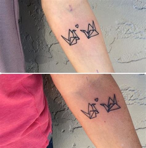 Two Different Tattoos On The Arms And Arm One With An Origami Design