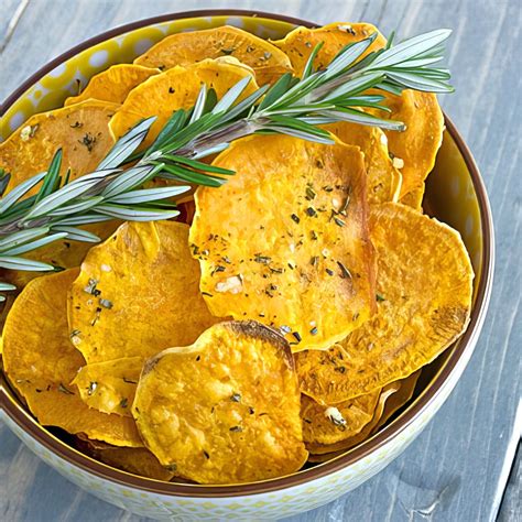 Garlic Rosemary Baked Sweet Potato Chips Recipe