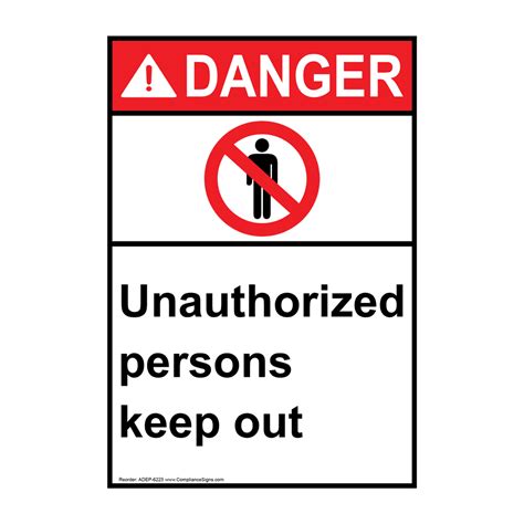 Vertical Unauthorized Persons Keep Out Sign Ansi Danger