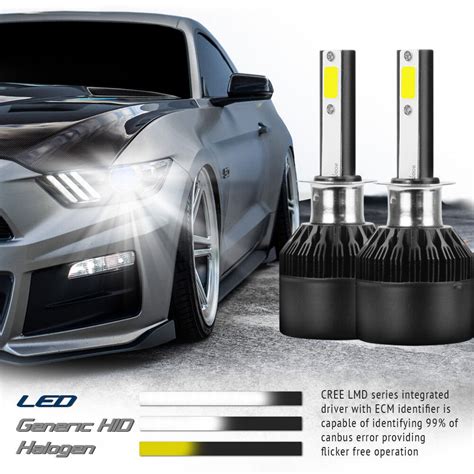 X H W Lm Cob Led Headlight Kit K Bulbs High Power Low