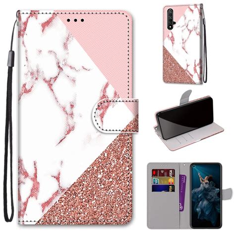 Para Huawei Honor Dibujo En Color Textura Cruzada Funda De Cuero Pu