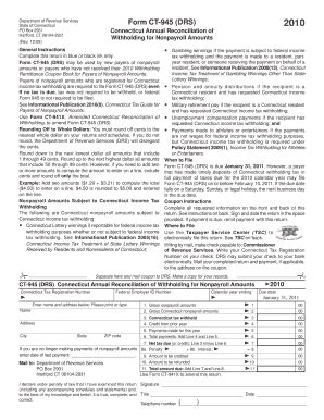 Fillable Online Form CT 945 DRS Connecticut Annual Summary And