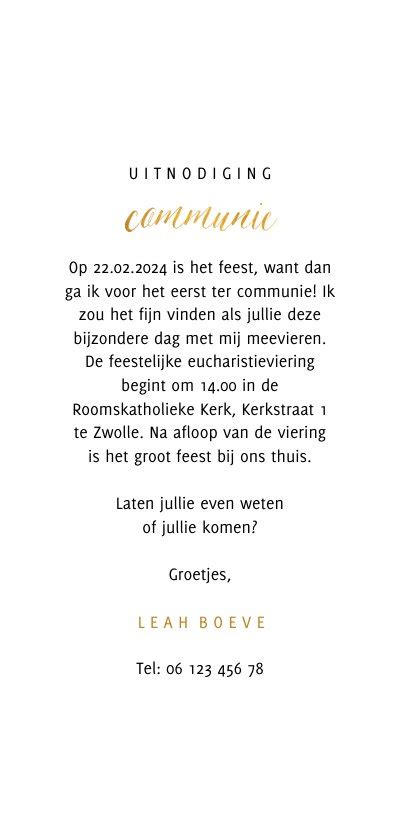 Communiekaart Met Goudlook Communie En Grote Kaartje Go