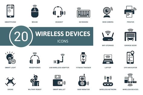 Premium Vector Wireless Devices Icon Set Contains Editable Icons Wireless