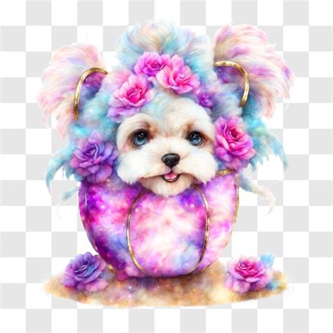 Baixe Cachorro Ador Vel Instala O De Arte De Coroa De Flores Png