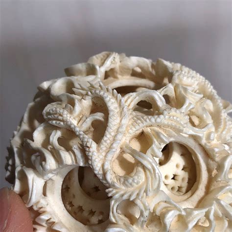 Chinese Ivory Mystery Ball On Figural Stand Late 19th Century