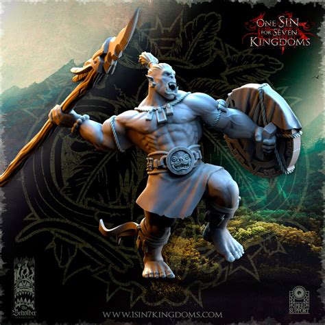 Orc C Spear Fighter Barbarian Beholder Minatures Dungeons And
