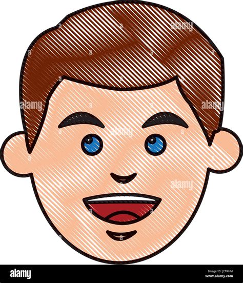 Drawing Face Man Blue Eyes Smile Cartoon Stock Vector Image Art Alamy