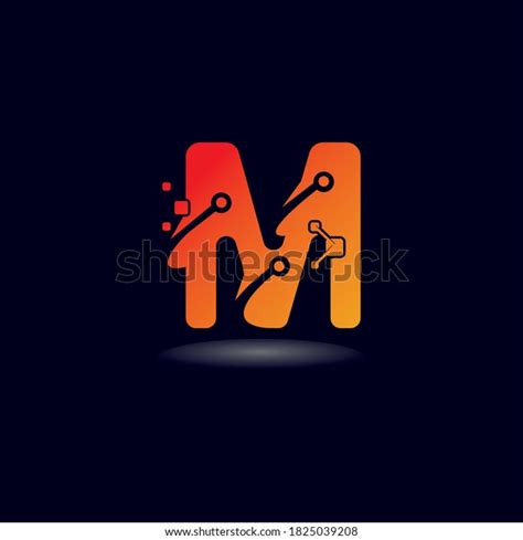 M Letter Technology Logo Design Creative Stock Vector Royalty Free