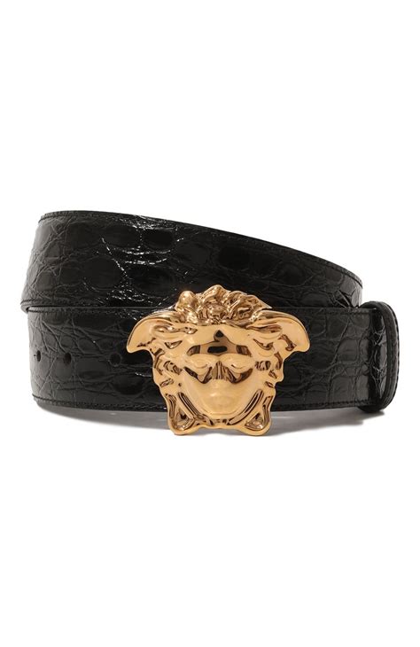 Мужской черный кожаный ремень VERSACE купить в интернет-магазине ЦУМ ...