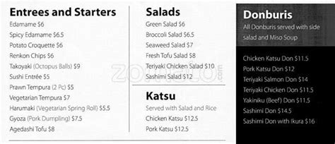 Menu at GENJI Japanese Restaurant, Auckland