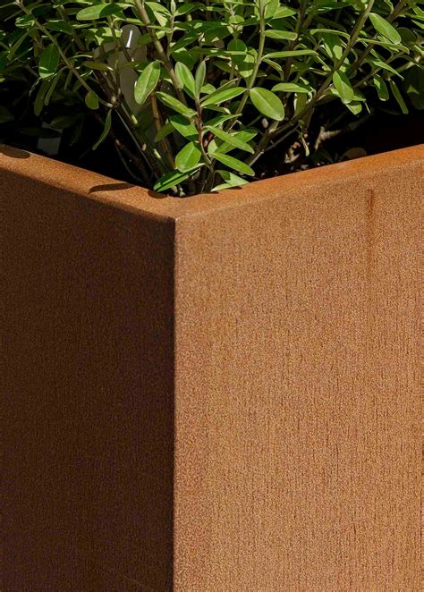 Large Square Corten Steel Planters 60cm And 80cm Tall Square Garden Planters