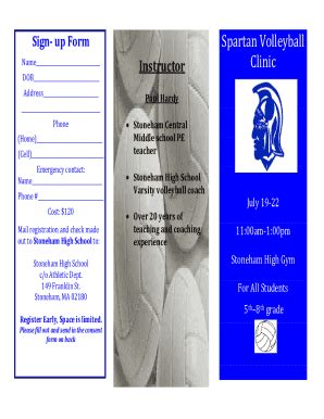 Fillable Online Volleyball Clinic Brochure Fax Email Print Pdffiller