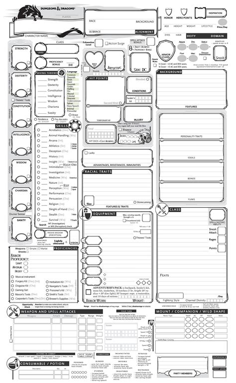 Dnd 5e Character Sheet Fillable Google Docs