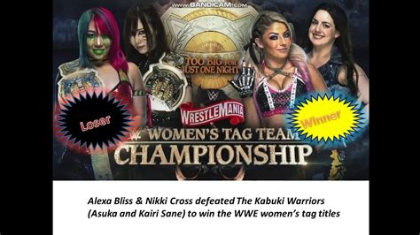 Wwe Wrestlemania 36 Alexa Bliss And Nikki Cross Defeated Kabuki Warriors