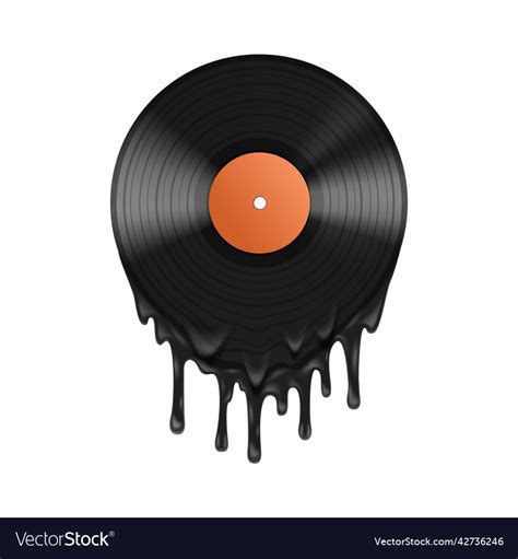 Vinyl Record Melting Realistic Composition Vector Image