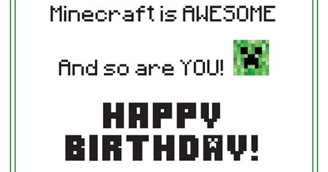 Minecraft Birthday Card Printable