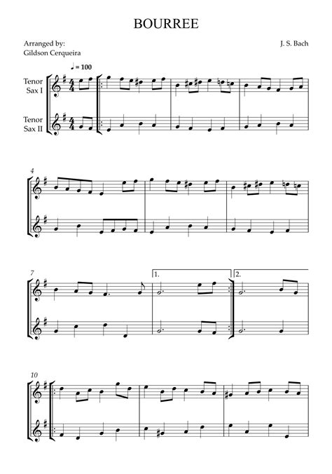 Bourree Suite Bwv Arr Gildson Cerqueira Sheet Music J S