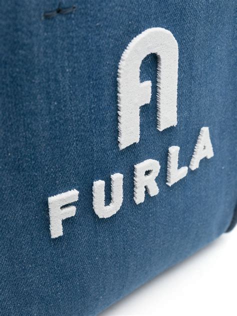 Furla Mini Opportunity Denim Tote Bag Blue Farfetch Uk