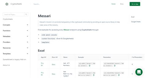 How To Pull Messari Data Into Excel And Google Sheets Cryptosheets