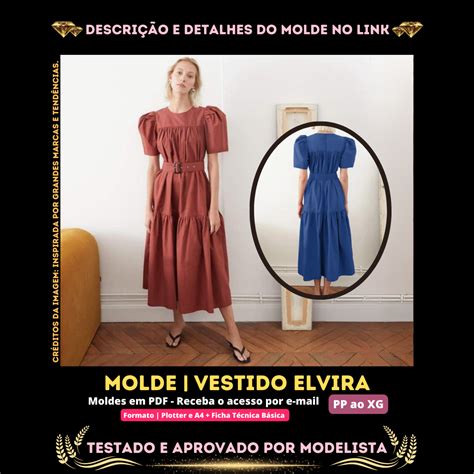 Molde Em PDF Vestido Elvira ID 3540035 Empreendedora Digital JF