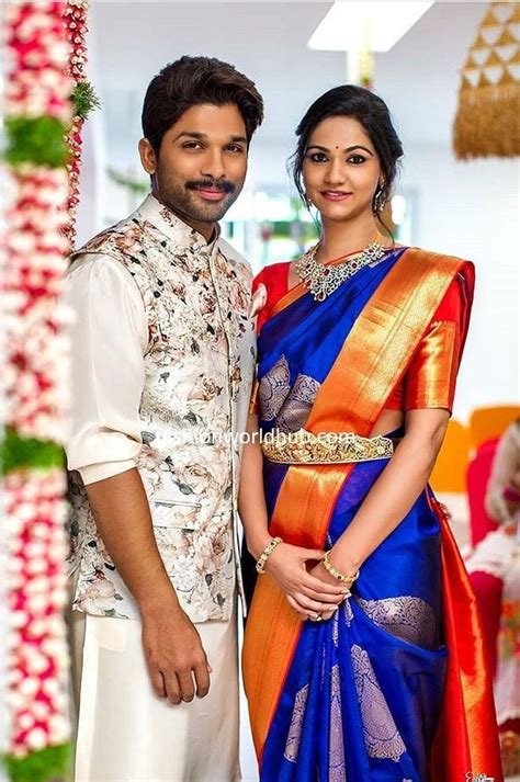 Allu Arjun And Sneha Reddy In Traditional Outfits Fashionworldhub