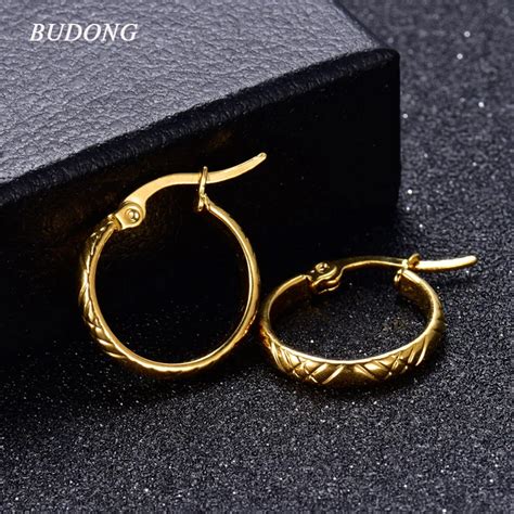 BUDONG Exquisite Hoop Earrings Wholesale For Women Gold Color Earrings