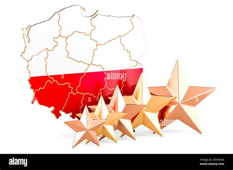 Polish Map With Five Stars Rating Quality Service In Poland D