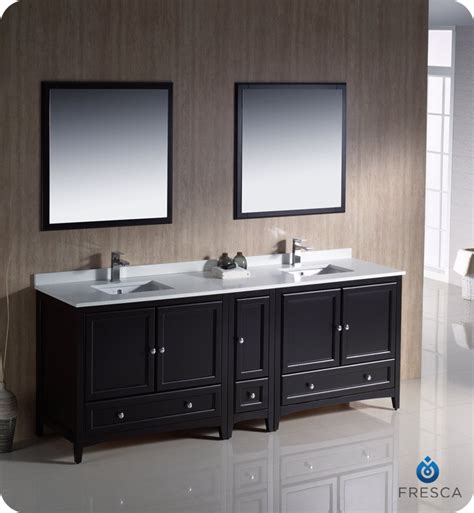 84 Espresso Traditional Double Sink Bathroom Vanity With Top Sink