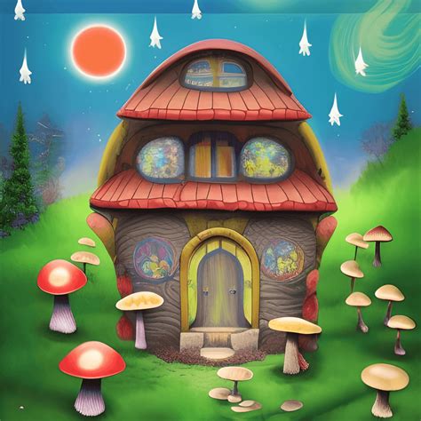 Forest Magical Mushroom House Celestial Starry Graphic Creative Fabrica