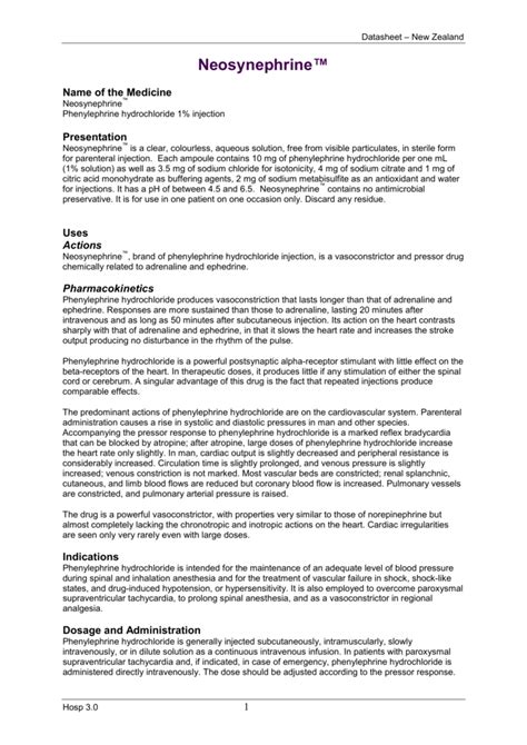 Neosynephrine Iv Drip Chart A Visual Reference Of Charts Chart Master