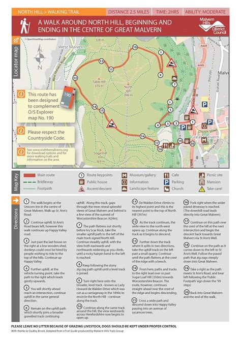 A Map With Directions To The Trails And Locations For Each Area In The