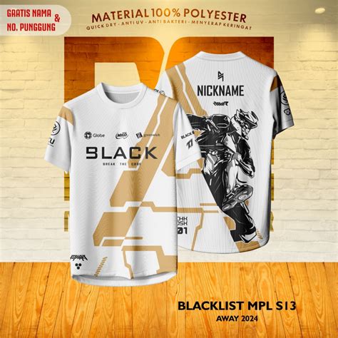 Jual Jersey Kaos Baju Atasan Suporter Blacklist Away Putih Esports Mpl