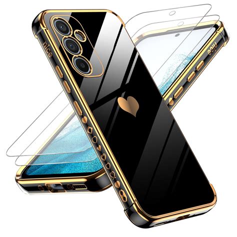 Leyi Samsung A54 5g Case With Tempered Glass Screen Protector 2 Pack Plating Rose Gold Edge