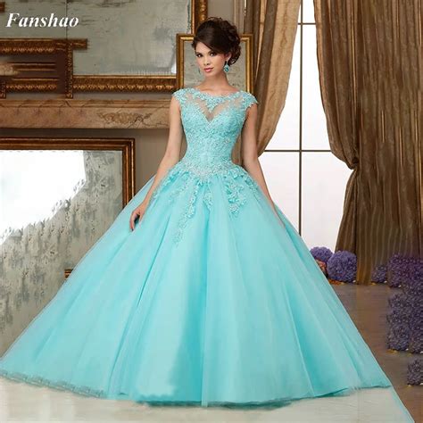 Fanshao Wd Quinceanera Dresses Appliques Beads Ball Gowns Sparkly