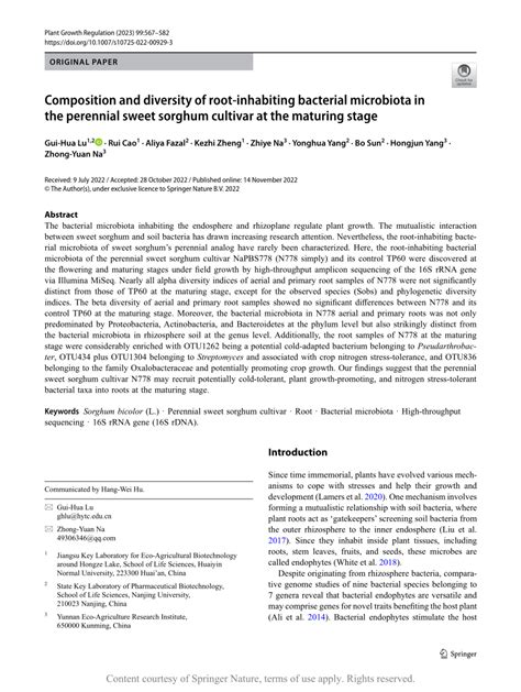 Composition And Diversity Of Root Inhabiting Bacterial Microbiota In