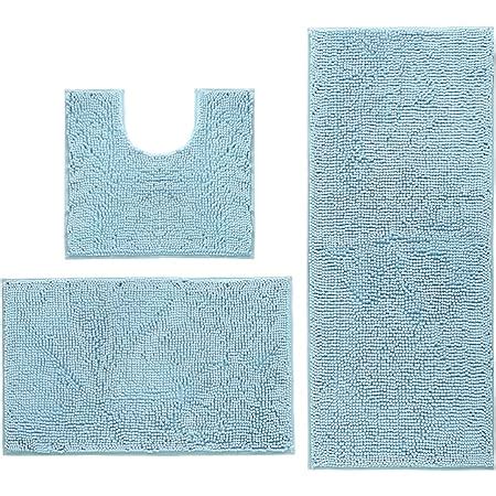 Enyhom Microfiber Piece Bath Mat Sets Non Slip Bath Rugs And Pedestal