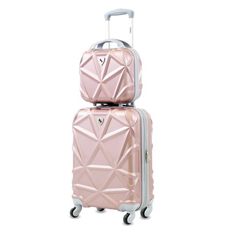 Gem 2 Piece Carry On Cosmetic Spinner Luggage Set Rose Gold Walmart