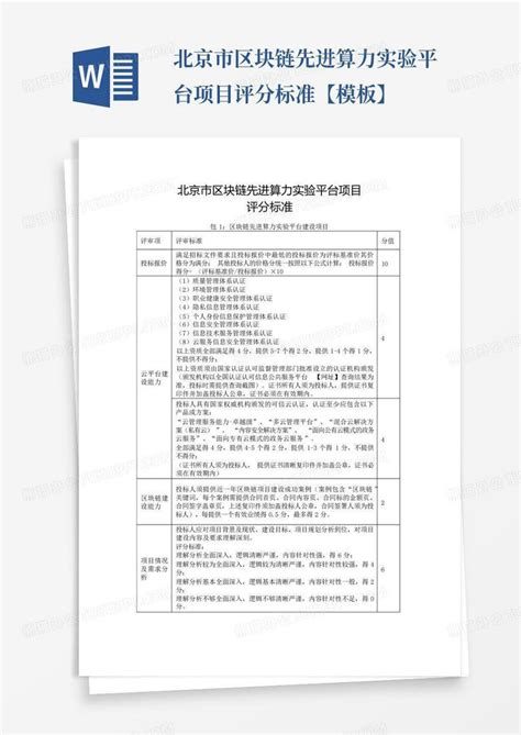 北京市区块链先进算力实验平台项目评分标准【】word模板下载编号qkzgpbdo熊猫办公