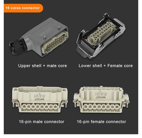 16A 500V 16 Pin Male Female Crimp Terminal Heavy Duty Connector China