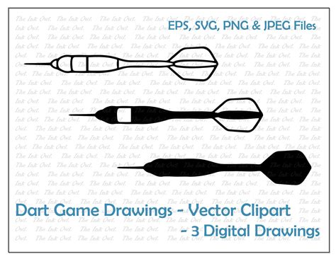 Throwing Dart Game Vector Clipart / Outline & Stamp Graphic/ - Etsy ...