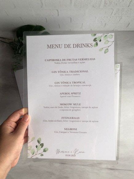 Menu De Drinks A4 Plastificado Elo7 Produtos Especiais Em 2024 Menu