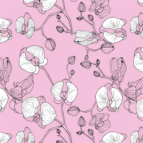 Premium Photo Orchids Seamless Pattern Illustration On A Pink Background