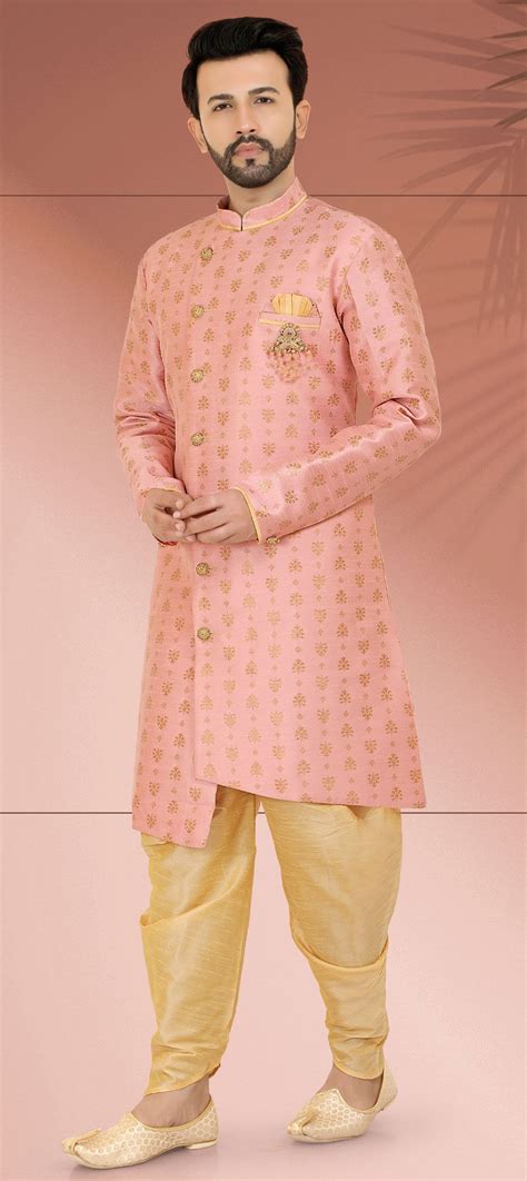 Pink And Majenta Color Art Silk Fabric Indowestern Dress