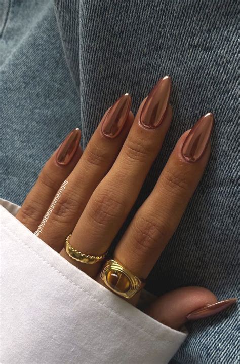 50 Charming Fall Nail Art To Adorn Your Tips Brown Chrome Nails