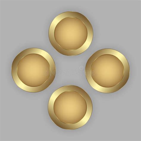 The Circle Of Golden Button Of Web And Option Banners Design In Vector